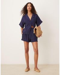 ASOS - Broderie Shirred Waist Co-ord Short - Lyst
