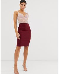 ASOS Bleistiftrock mit hohem Bund - Rot