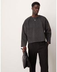 ASOS - Sweat ultra oversize coupe carrée en molleton texturé - anthracite - Lyst