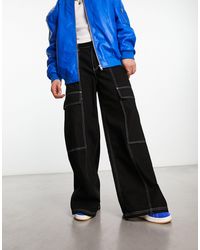 ASOS - Extreme Wide Leg Jeans With Contrasting Stitching - Lyst