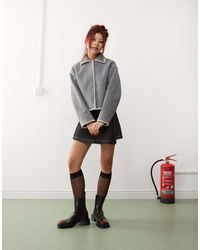 Monki - Giacca Taglio Corto Mélange Con Cuciture A Contrasto - Lyst