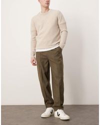 ASOS - Nette Oversized Pantalon Van Geborstelde Stof Met Toelopende Pijpen En Plooien Aan De Voorkant - Lyst