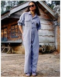 ASOS - Collared Boilersuit With Button Detail Leg - Lyst