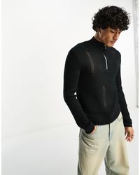 Reclaimed (vintage) - Knitted Distressed Jumper Zip Up - Lyst