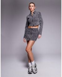 Liquor N Poker - Denim Contrast Stitch Mini Skirt - Lyst