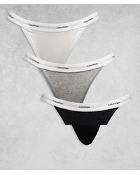 Calvin Klein - Cotton Stretch Rib 3 Pack String Bikini Briefs - Lyst