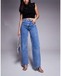 River Island - Relaxed Straight Leg Jean With Eyelet Detail - Lyst