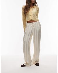 ASOS - Pantalon large d'ensemble en satin - crème à rayures - Lyst