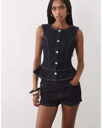 Miss Selfridge - Denim Short With Contrast Stitch - Lyst