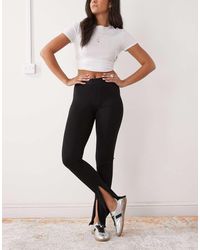 Monki - Getailleerde Broek Met Elastische Katoenen Taille - Lyst