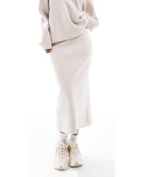 Object - Gestructureerde Gebreide Midi Rok - Lyst