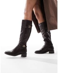 SEQWL - Latte Buckle Detail Refined Riding Boots - Lyst