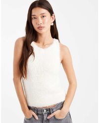 Collusion - Knitted Fluffy Racer Singlet-white - Lyst