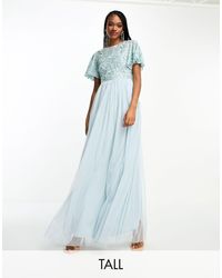 Beauut - Tall Bridesmaid Embellished Maxi Dress With Open Back Detail - Lyst