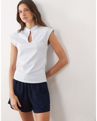 ASOS - Stand Collar Seersucker Fitted Top - Lyst