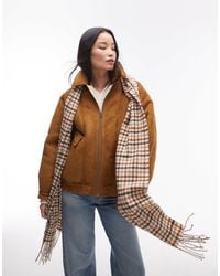 TOPSHOP - – bomberjacke aus em wildlederlederimitat mit teddyfell - Lyst