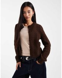 Miss Selfridge - Cable Knit Crew Neck Cardigan - Lyst