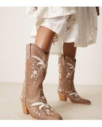 Glamorous - Embroidered Western Knee Boots - Lyst