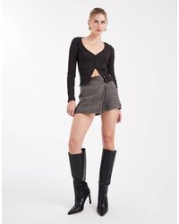 New Look - Check Wrap Mini Skort - Lyst