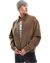 ASOS - Blouson harrington oversize en velours côtelé - taupe délavé - Lyst