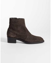 ASOS - Cuban Heeled Boots With Western Detailing - Lyst