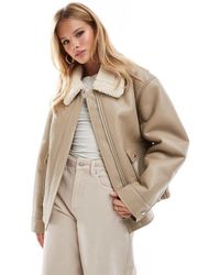 ASOS - Giacca Oversize Color Crema Con Colletto - Lyst