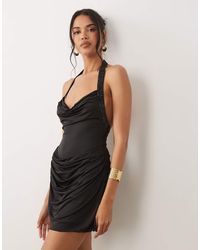 Oh Polly - Embellished Halter Neck Drape Skirt Mini Dress - Lyst