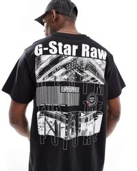 G-Star - T-shirt oversize avec imprimé code-barres sur la poitrine et au dos - Lyst