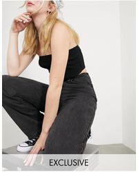 collusion x014 dad jeans in washed black