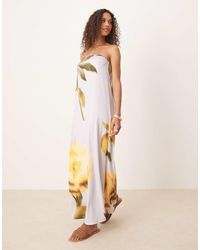 ASOS - Maxi Bandeau-Jurk Met Plaatselijke Bloemenprint - Lyst