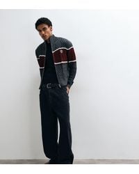 Collusion - Placement Stripe Zip Through Funnel Neck Jumper - Lyst