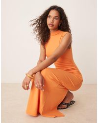 Mango - Robe longue ajustée en modal mélangé doux à col montant - Lyst