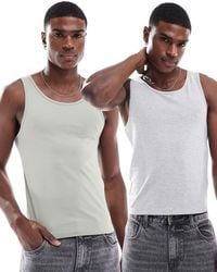 ASOS - – 2er-pack gerippte basic-muskelshirts - Lyst