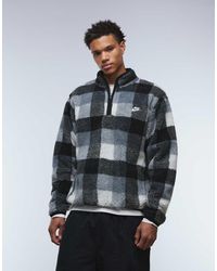 Nike - Polar A Cuadros Negros Con Media Cremallera De Club - Lyst