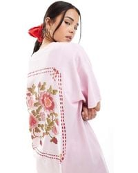 Miss Selfridge - Floral Print Oversized Tee - Lyst