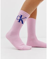 Calvin Klein Calzini corti rosa con bordo con logo