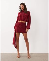 ASOS - Semi Sheer High Neck Long Sleeve Top With Bubble Hem - Lyst