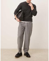 ASOS - Pantalones De Vestir De Corte Tapered Extragrande Con Pinzas Delanteras De Tejido Cepillado De - Lyst