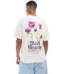Jack & Jones - Camiseta Extragrande Con Estampado De Violetas En La Espalda De -Blanco - Lyst