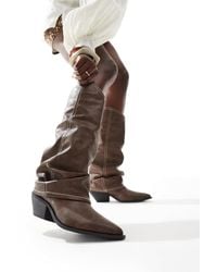 SEQWL - Lexus Slouchy Fold Over Western Boots - Lyst