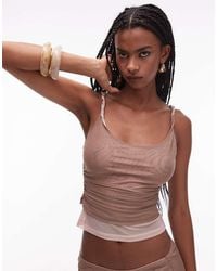 ASOS - Top Con Detalle Retorcido Y Diseño De Dos Capas De Estilo Años 90 De Malla De (Parte De Un Conjunto)-Neutro - Lyst