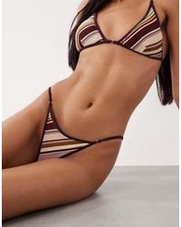 ASOS - Susie Sue Stripe Reversible Tanga Bikini Bottom With Ring Detail - Lyst