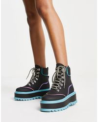 Koi Footwear - Koi - bottines à lacets avec semelle plateforme et détails contrastants pastel - noir - Lyst