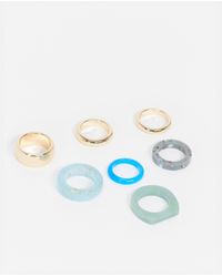 ASOS Pack Of 7 Rings - Multicolour
