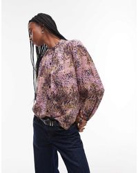 & Other Stories - Blouse Met Textuur En Roze Abstracte Print - Lyst