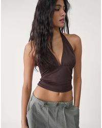 Stradivarius - Top Raccolto Allacciato Al Collo - Lyst