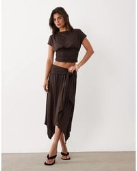 Missy Empire - Soft Touch Tie Front Detail Asymmetric Hem Midi Skirt Co-Ord - Lyst