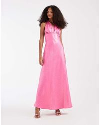 Pieces - Halterneck Satin Shimmer Maxi Dress - Lyst