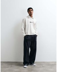 ASOS - Boxy Oversized Poplin Stripe Polo Shirt With Embroidery - Lyst