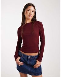 ASOS - Textured Mesh Slash Neck Long Sleeve Top - Lyst